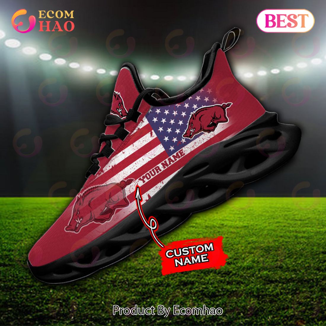 Personalized NCAA Arkansas Razorbacks Max Soul Shoes, Sneaker