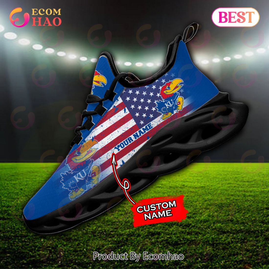 Personalized NCAA Kansas Jayhawks Max Soul Shoes, Sneaker