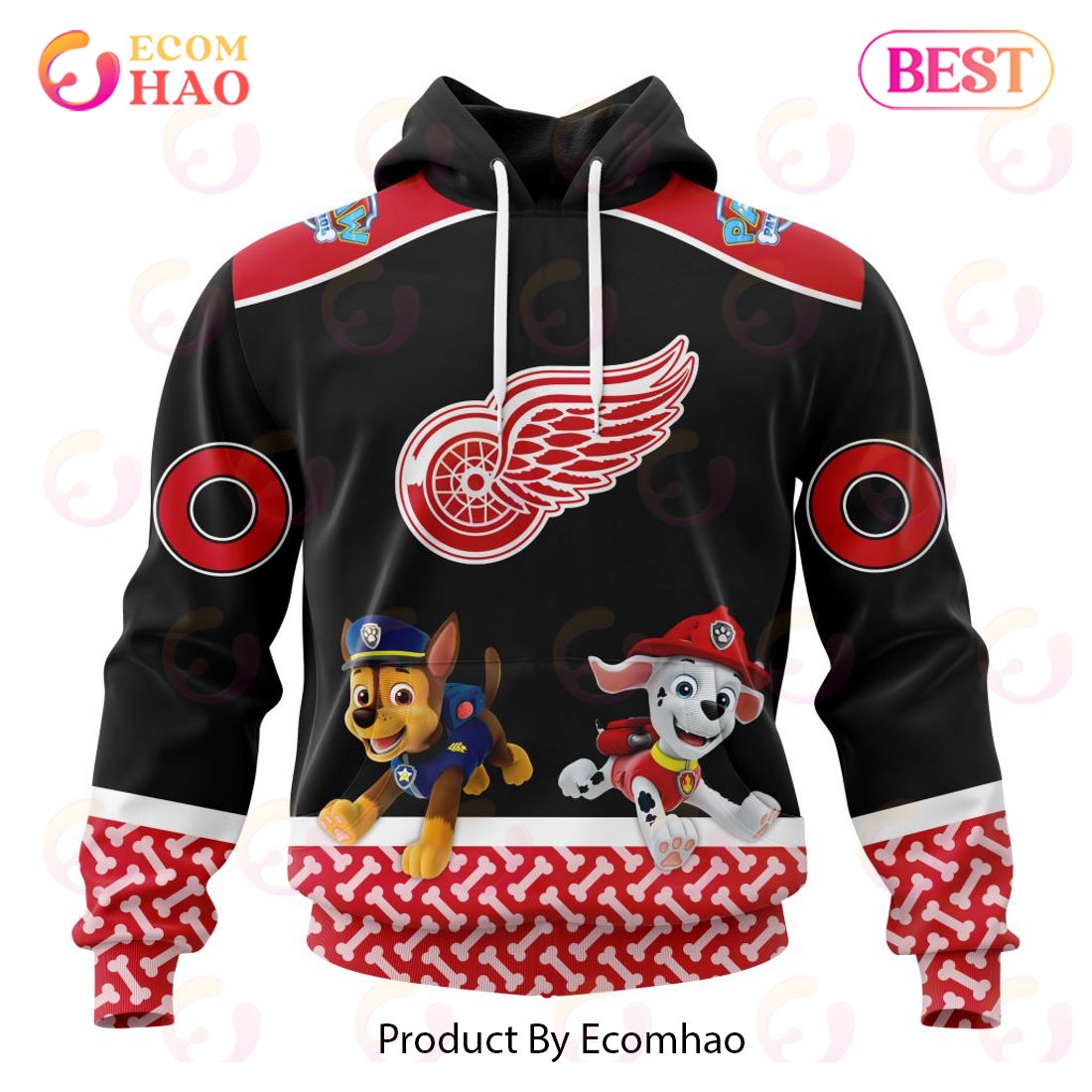 [NEW] NHL Detroit Red Wings Special Paw Patrol Design 3D Hoodie