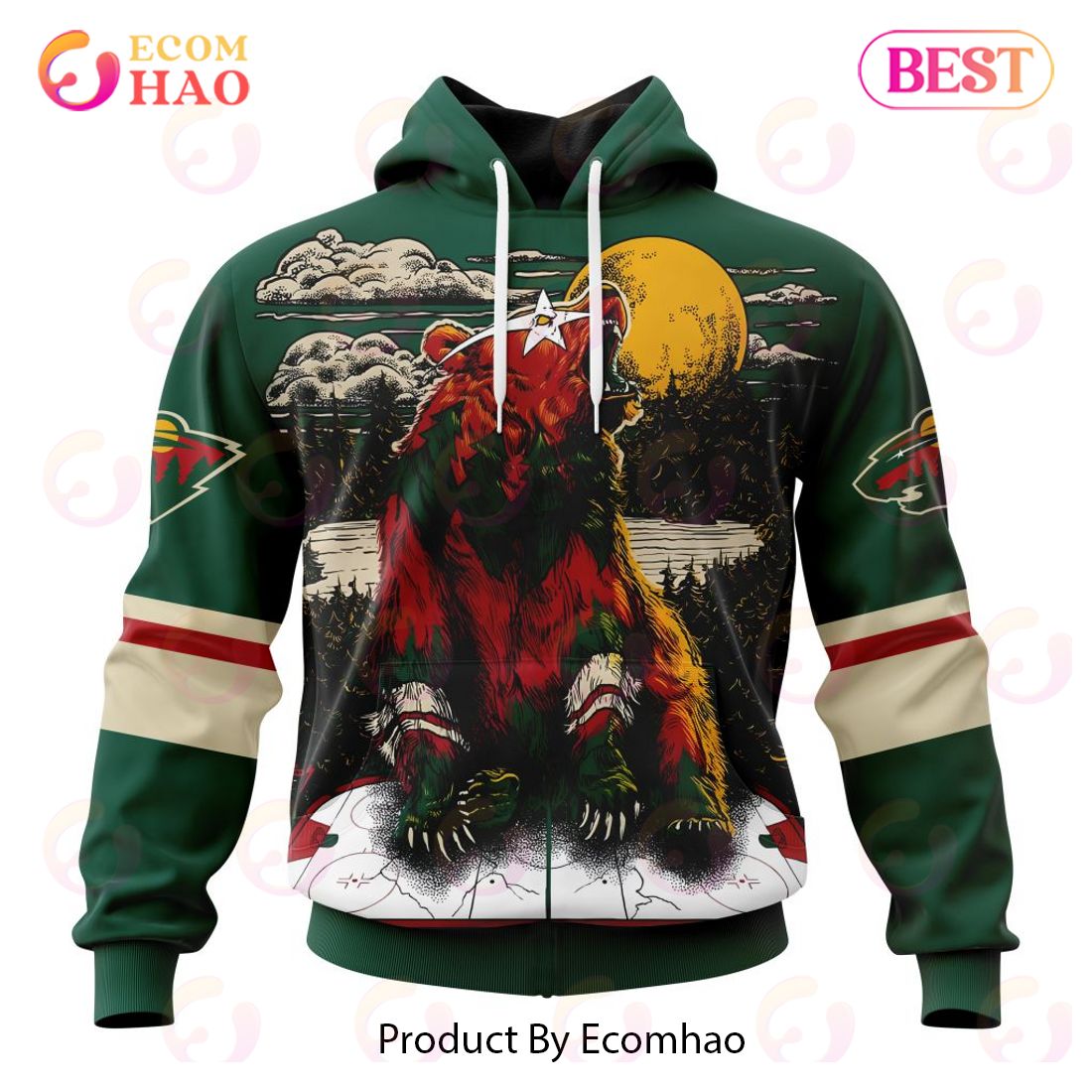 NHL Minnesota Wild Special Mascot Art Design 3D Hoodie