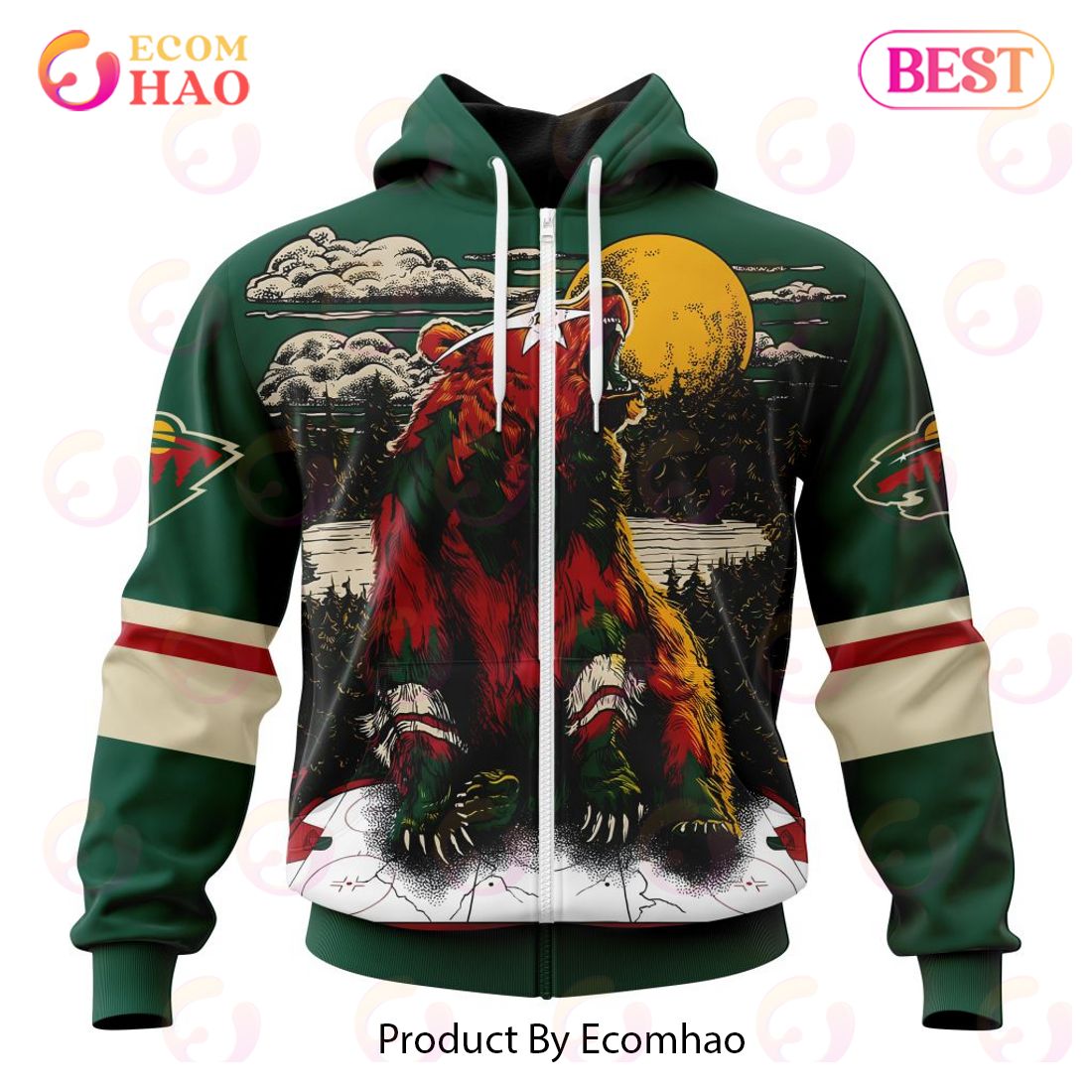 NHL Minnesota Wild Special Mascot Art Design 3D Hoodie