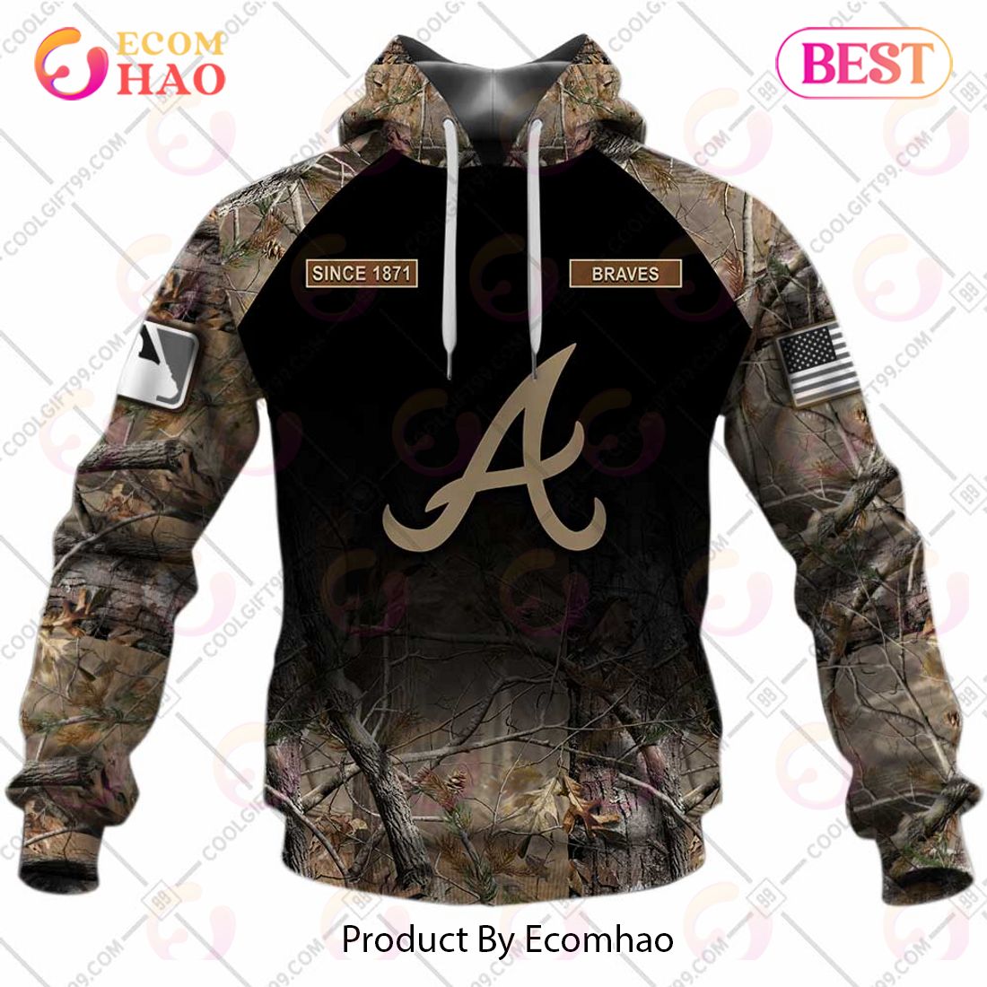 Personalized MLB Atlanta Braves Hunting Camouflage 3D Hoodie