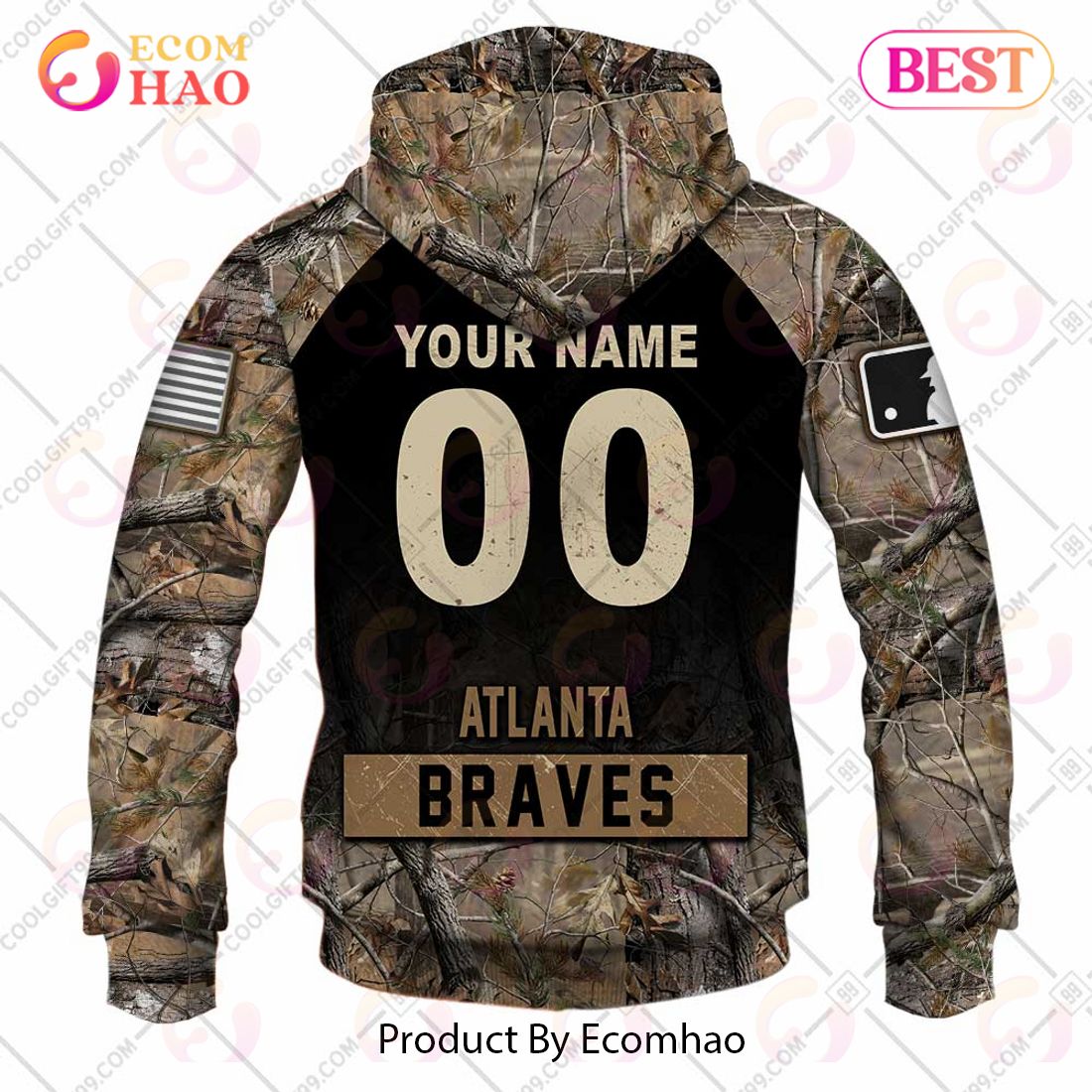 Youth Braves Hoodie 3D Big Logo Atlanta Braves Gift - Personalized