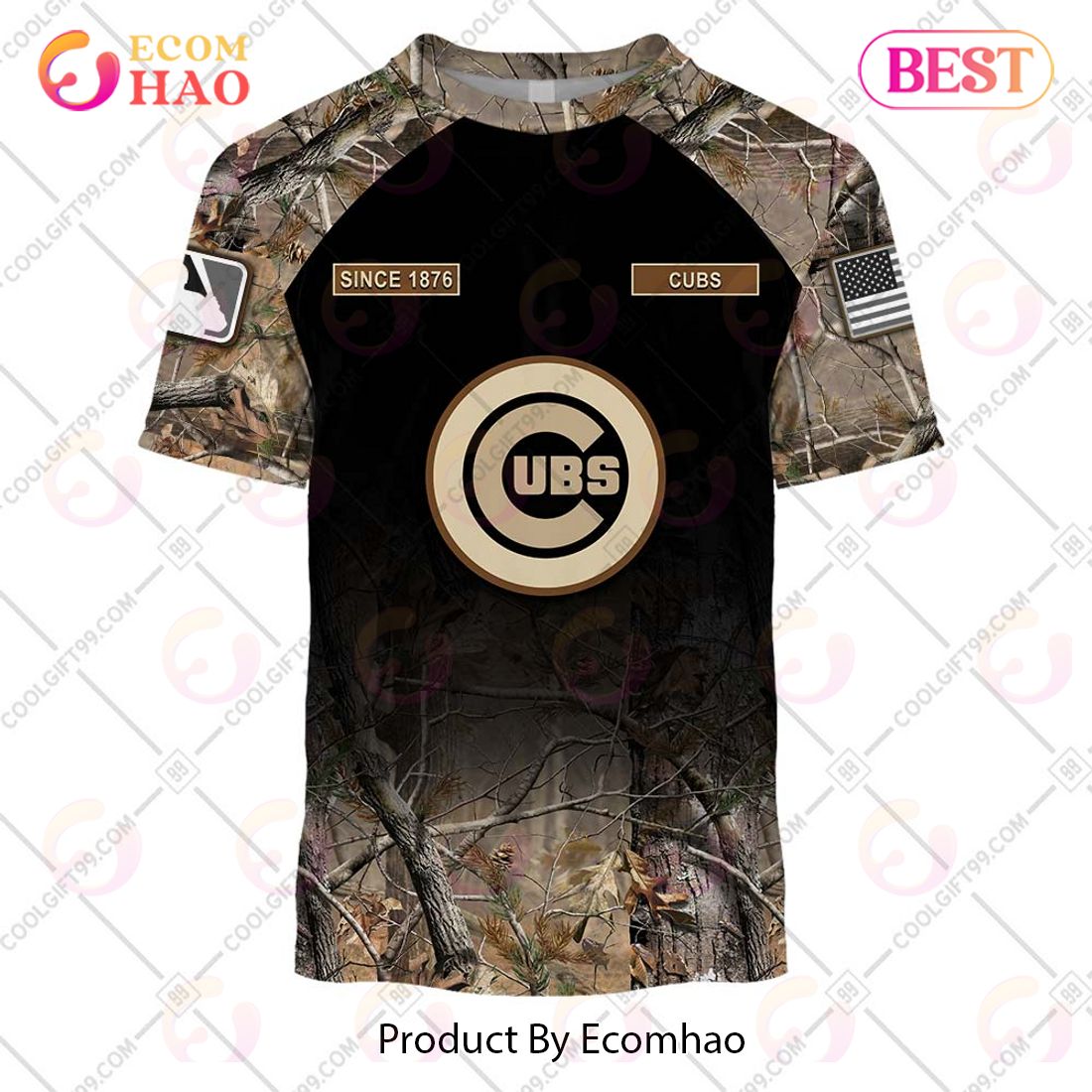 MLB Chicago Cubs Custom Name Number Special Camo Realtree Hunting Sweatshirt