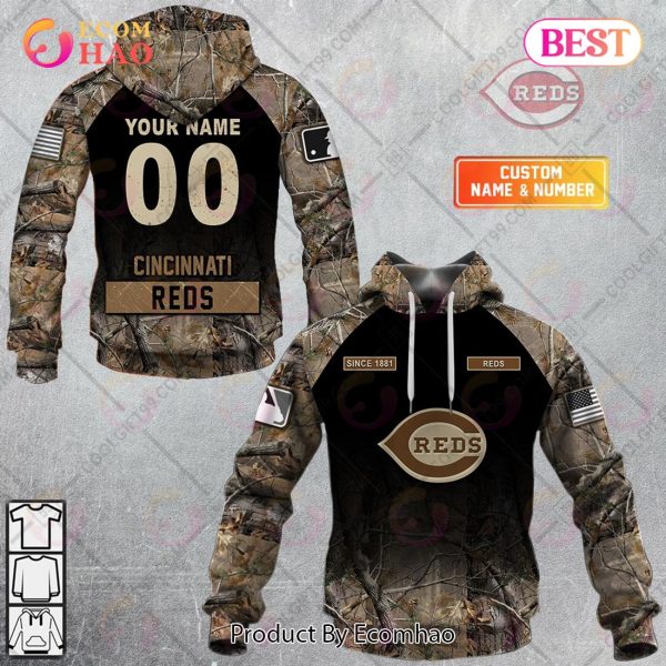 Personalized MLB Cincinnati Reds Hunting Camouflage 3D Hoodie