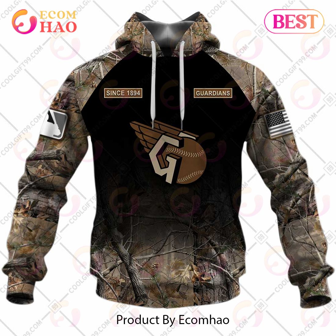 Personalized MLB Cleveland Guardians Hunting Camouflage 3D Hoodie