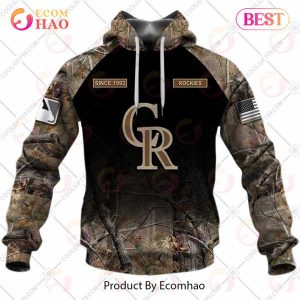 Personalized MLB Colorado Rockies Hunting Camouflage 3D Hoodie