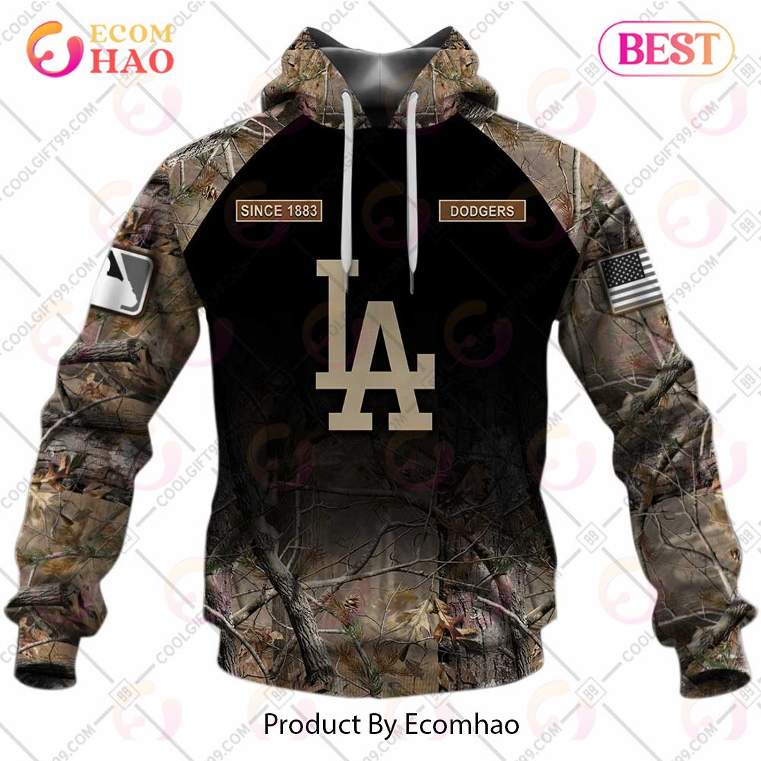 Personalized MLB Los Angeles Dodgers Hunting Camouflage 3D Hoodie