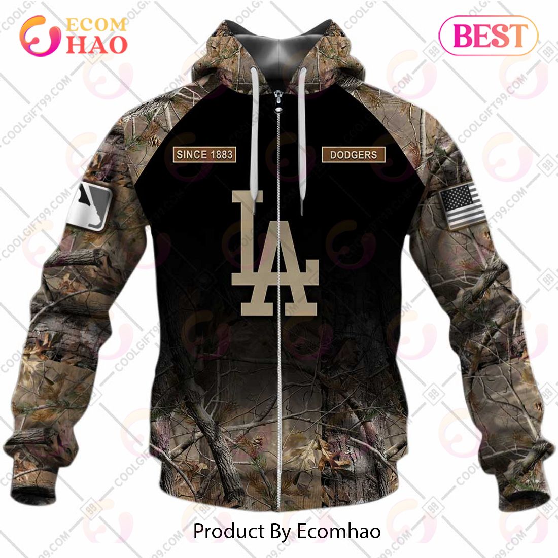 Los Angeles Dodgers MLB Personalized Hunting Camouflage Hoodie T