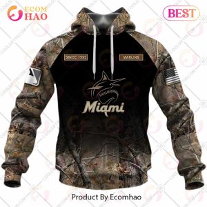 Personalized MLB Miami Marlins Hunting Camouflage 3D Hoodie