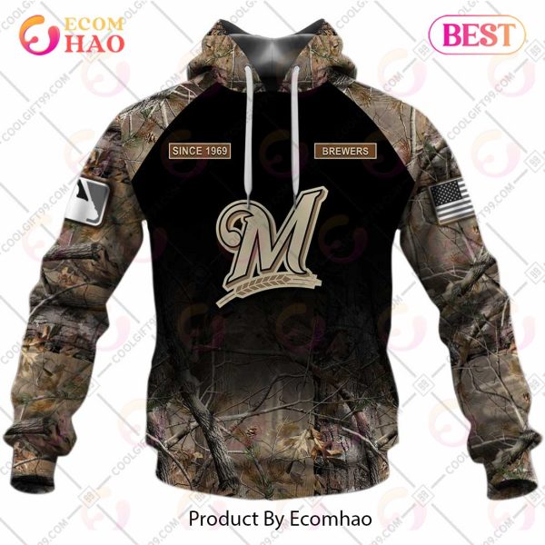 Personalized MLB Milwaukee Brewers Hunting Camouflage 3D Hoodie