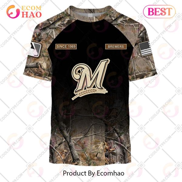 Personalized MLB Milwaukee Brewers Hunting Camouflage 3D Hoodie
