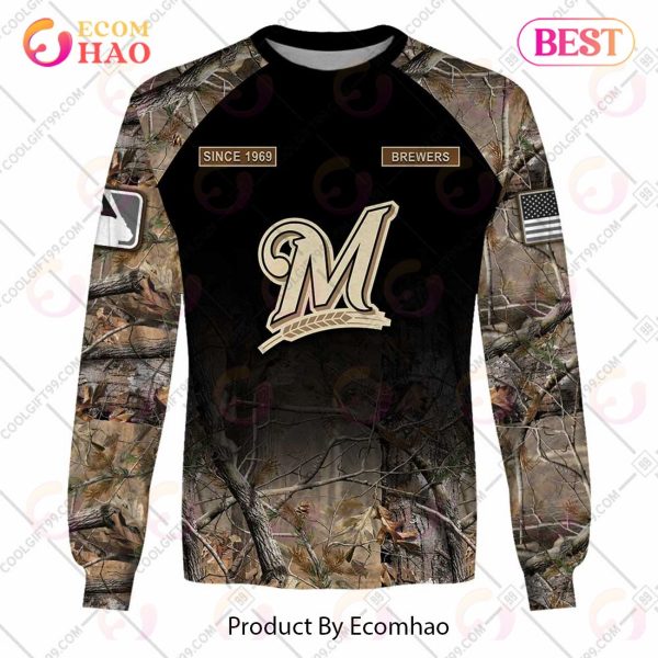 Personalized MLB Milwaukee Brewers Hunting Camouflage 3D Hoodie