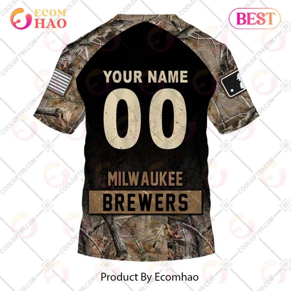 Personalized MLB Milwaukee Brewers Hunting Camouflage 3D Hoodie
