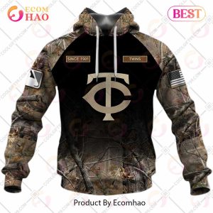 Personalized MLB Minnesota Twins Hunting Camouflage 3D Hoodie