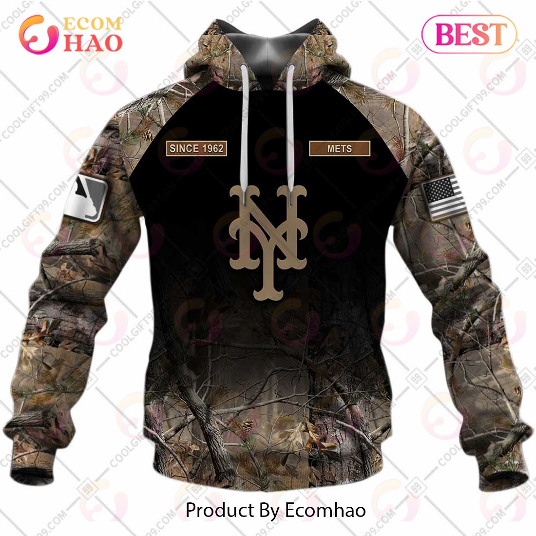 Personalized MLB New York Mets Hunting Camouflage 3D Hoodie