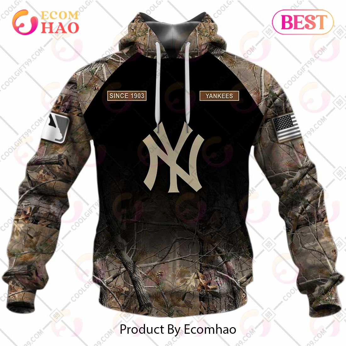 Personalized MLB New York Yankees Hunting Camouflage 3D Hoodie