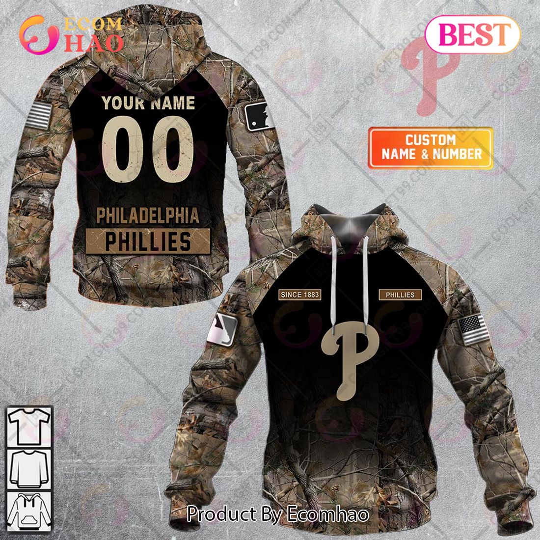 Custom Phillies Hoodie 3D Paisley Pattern Philadelphia Phillies