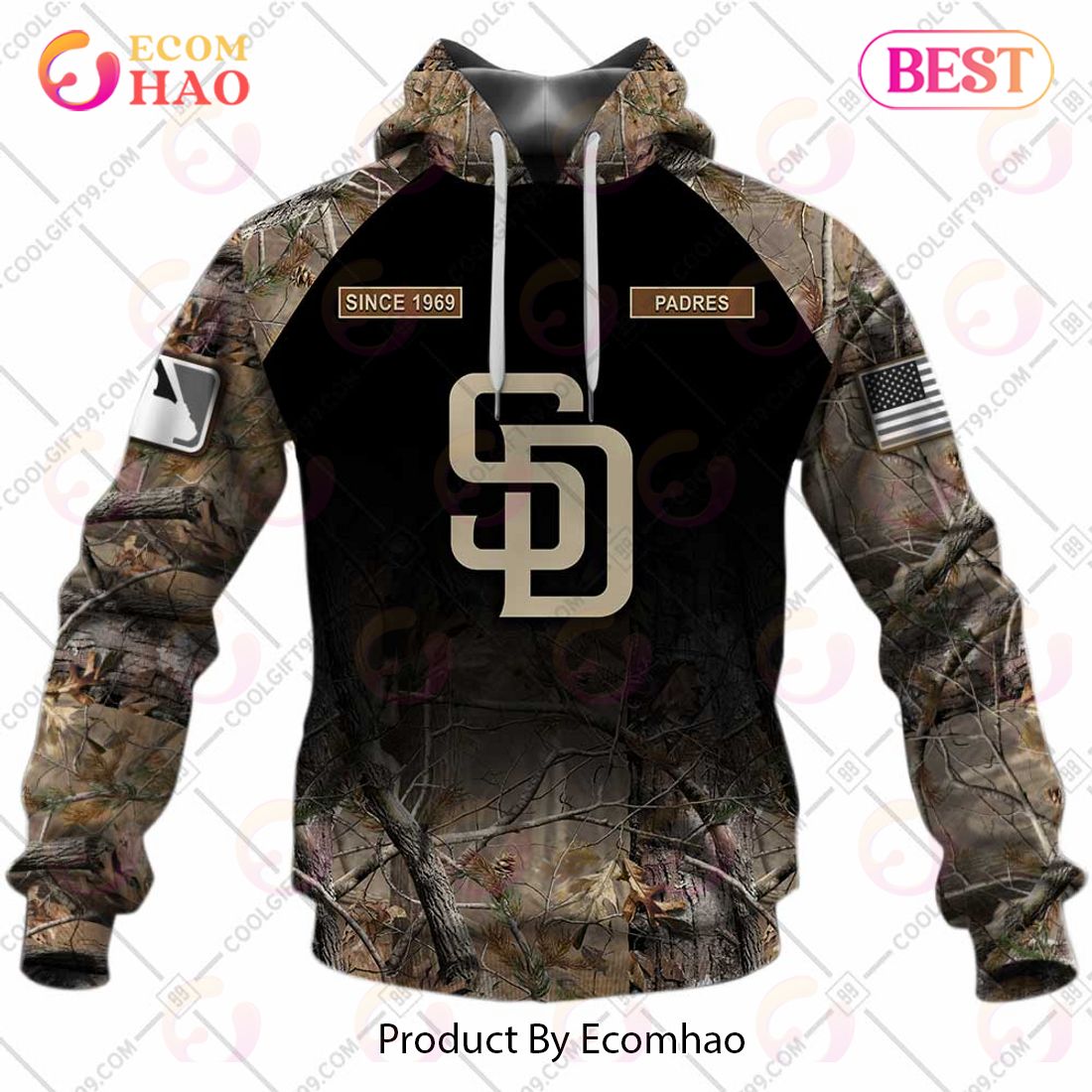 Personalized MLB San Diego Padres Hunting Camouflage 3D Hoodie