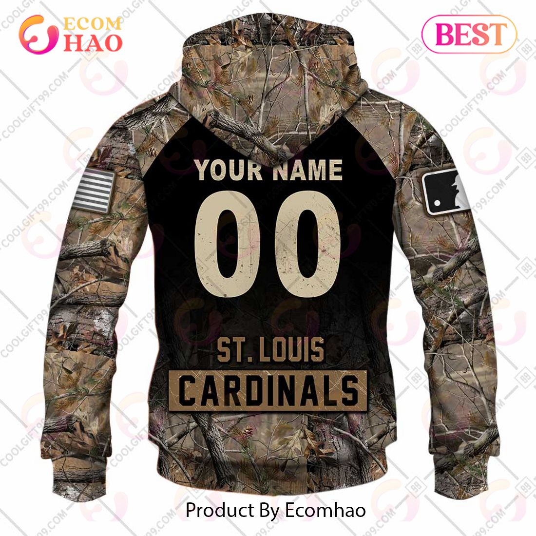 MLB St. Louis Cardinals Camouflage Red 3D Hoodie Zip Hoodie For