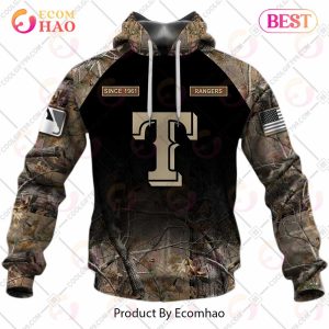 Personalized MLB Texas Rangers Hunting Camouflage 3D Hoodie