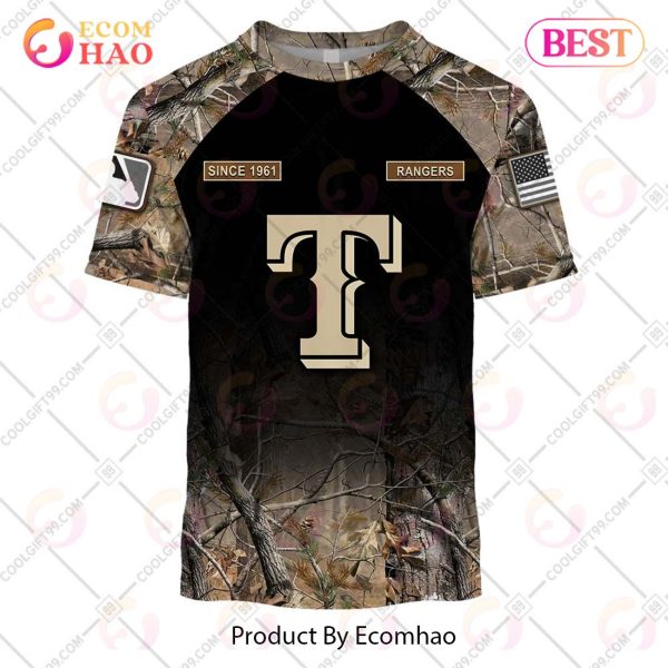 Personalized MLB Texas Rangers Hunting Camouflage 3D Hoodie