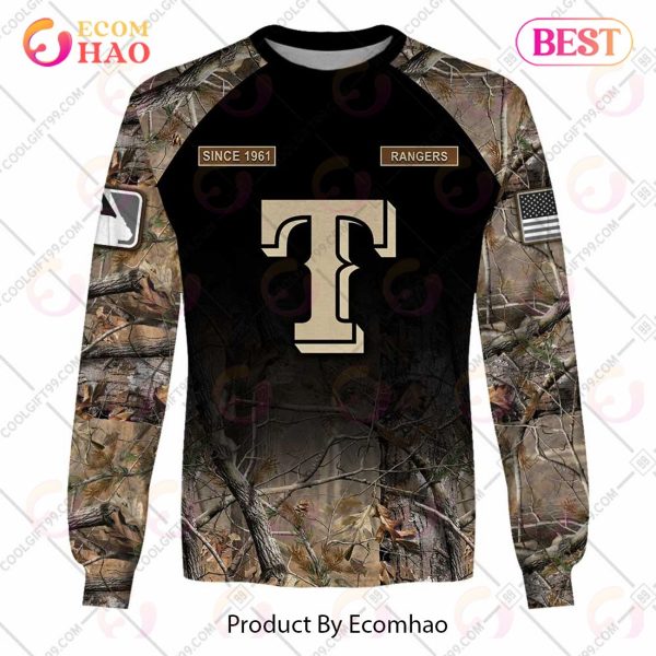 Personalized MLB Texas Rangers Hunting Camouflage 3D Hoodie