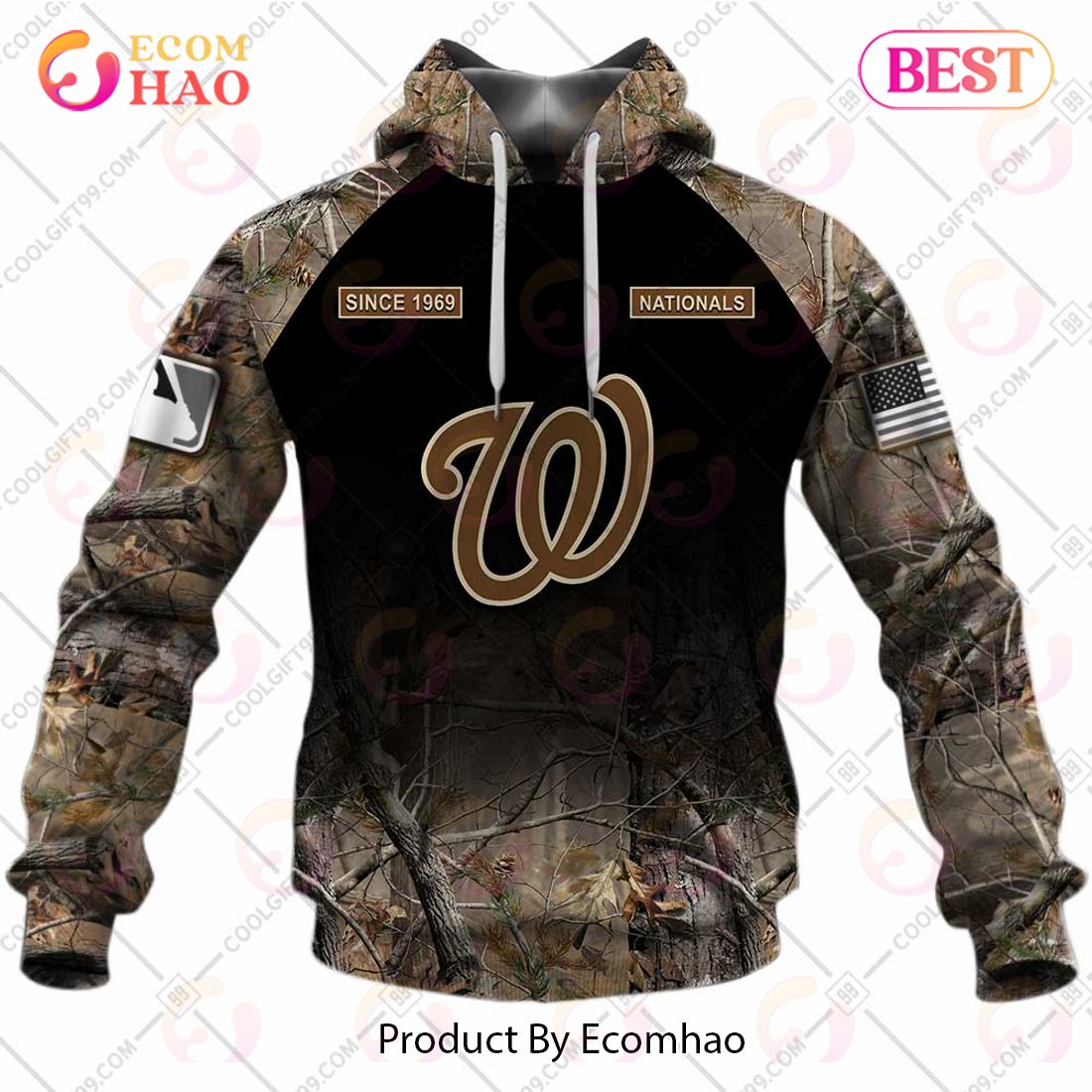 Custom Washington Nationals Womens Shirt 3D Hunting Camo Nationals