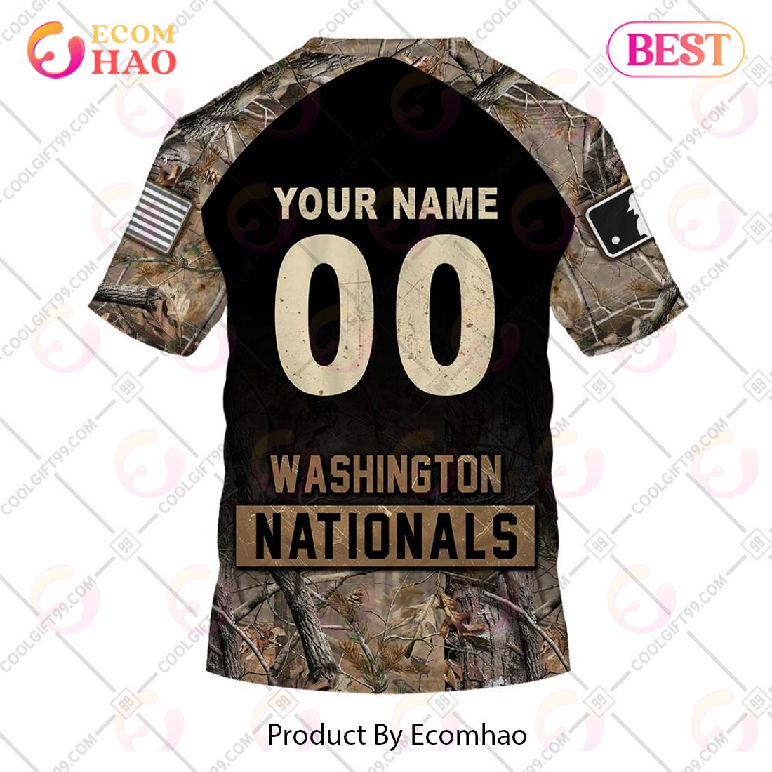 Custom Washington Nationals Womens Shirt 3D Hunting Camo Nationals