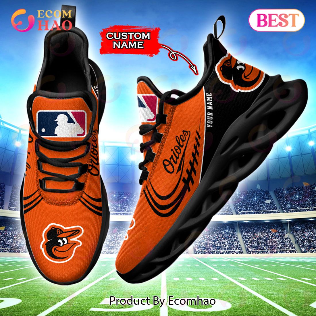 Baltimore Orioles MLB Personalized New Max Soul Sneaker - Owl