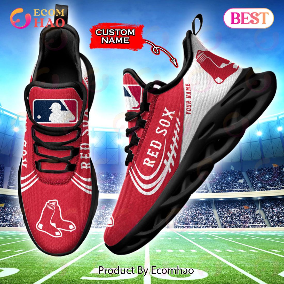 Boston Red Sox Mascot Custom Name Max Soul Sneakers Running Shoes