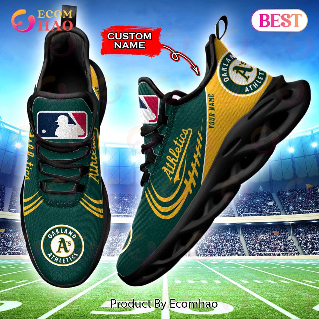 MLB Oakland Athletics Max Soul Sneaker Custom Name