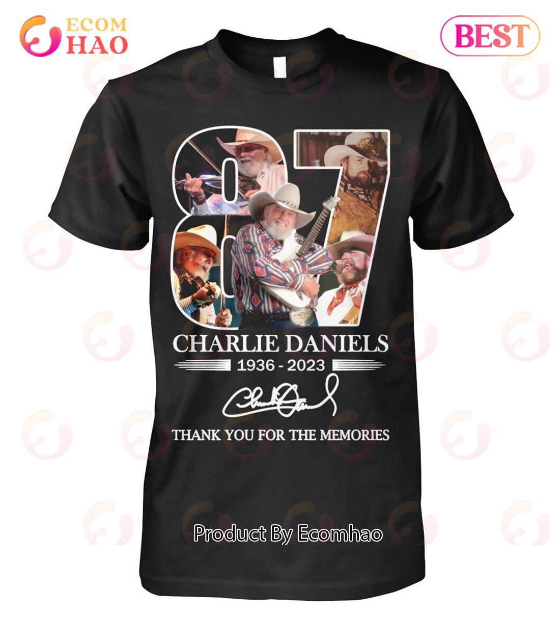 Charlie Daniels 1936 - 2023 Thank You For The Memories T-Shirt