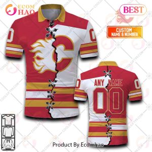 Personalized NHL Calgary Flames Mix Jerseys Polo Shirt