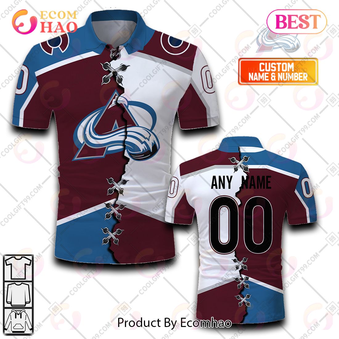 Personalized NHL Columbus Blue Jackets Mix Jerseys Polo Shirt