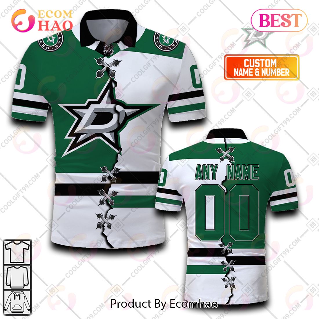 Dallas Stars Personalized Name And Number Polo Shirt For NHL Fans -  Banantees