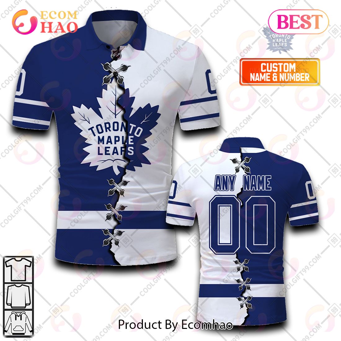 Personalized NHL Toronto Maple Leafs Mix Jerseys Polo Shirt