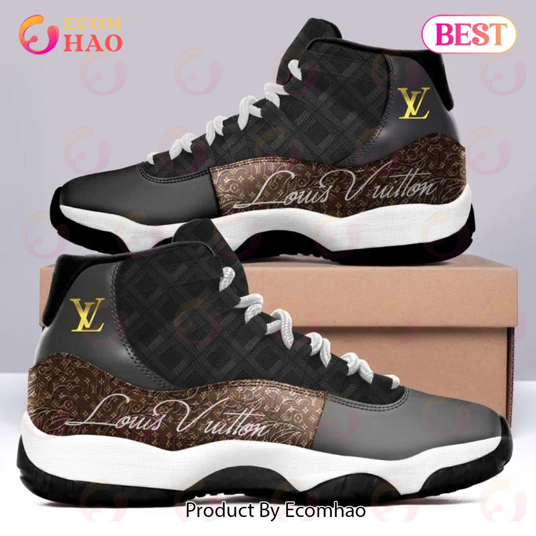 Louis Vuitton Black Air Jordan 13 Sneakers Shoes Hot 2022 LV For