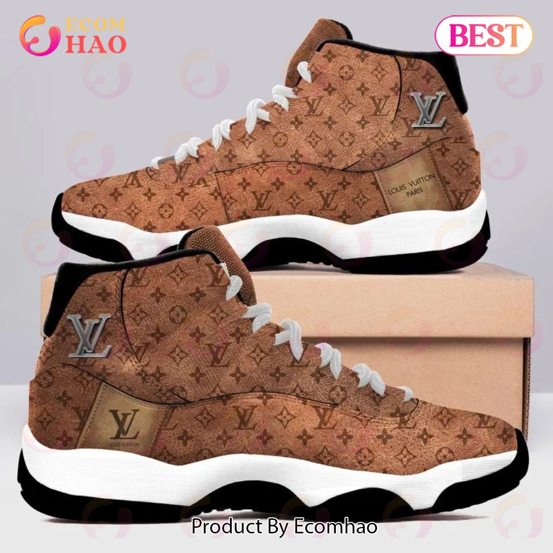 Louis Vuitton Air Jordan 13 Brown And Black LV Shoes, Sneakers - Ecomhao  Store