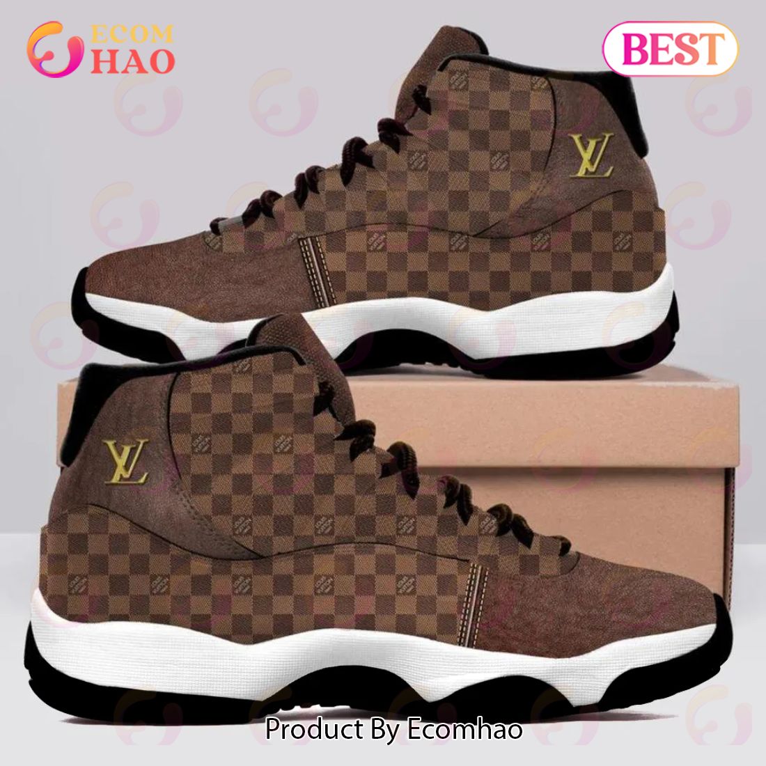 Luxury Louis Vuitton Brown Air Jordan 13 Sneakers Shoes Hot 2022