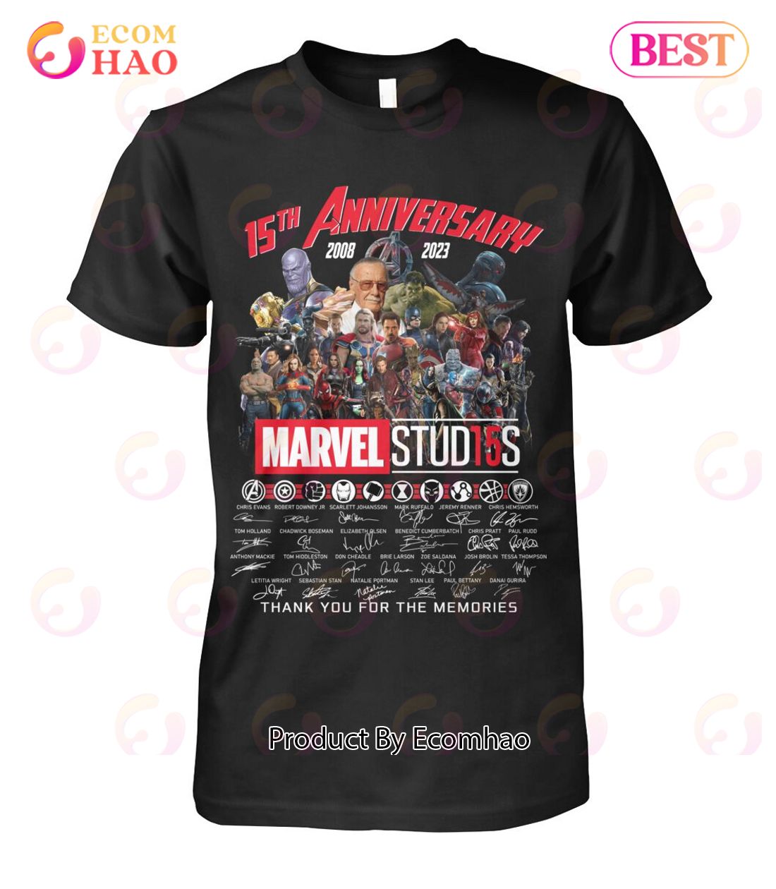 15th Anniversary 2008 – 2023 Marvel Stud15s Signature Thank You For The Memories T-Shirt