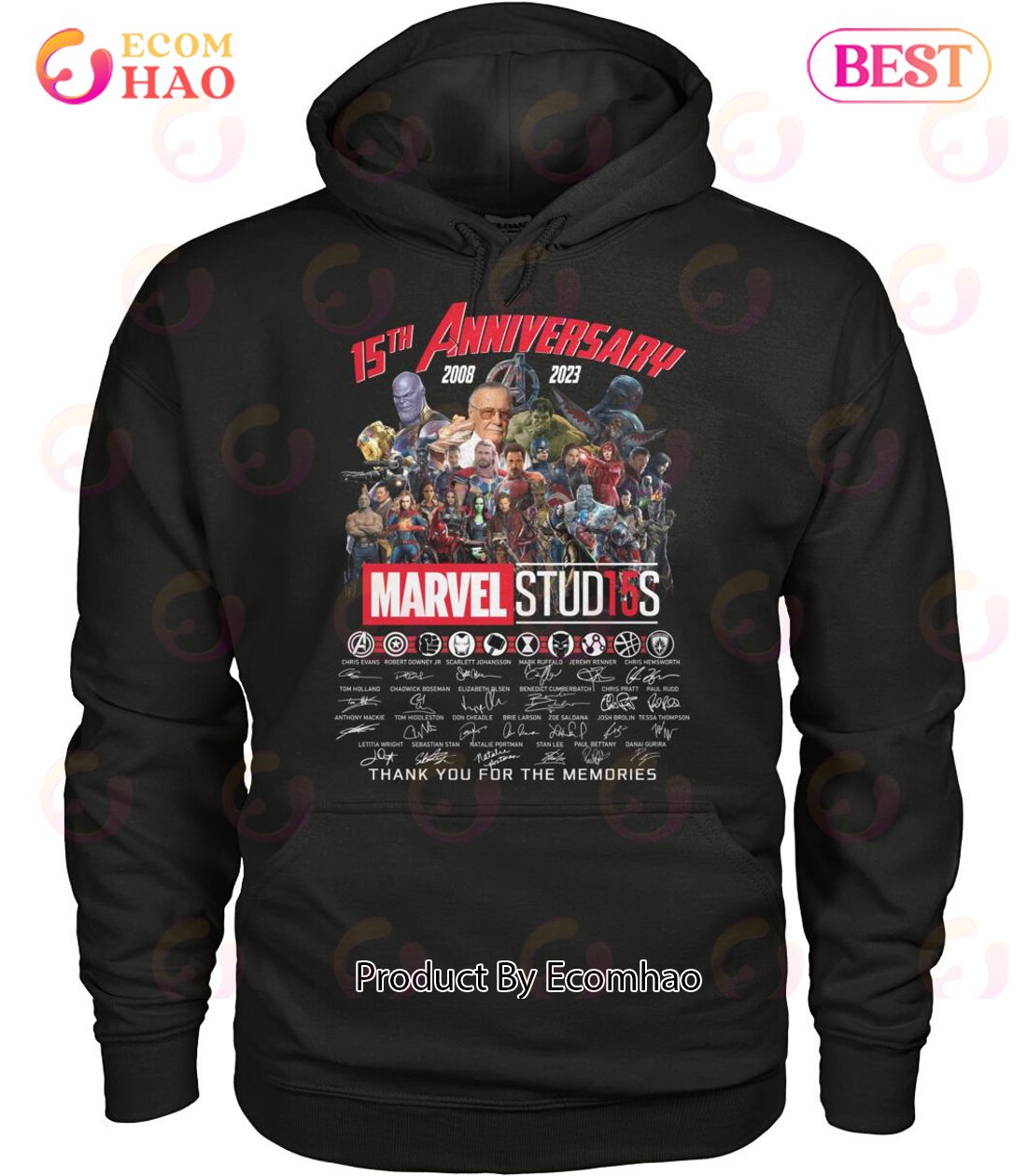 15th Anniversary 2008 – 2023 Marvel Stud15s Signature Thank You For The Memories T-Shirt