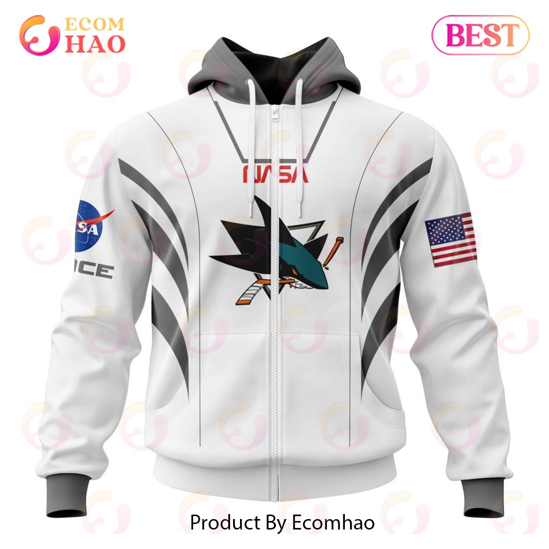 NHL San Jose Sharks Special Space Force NASA Astronaut Design 3D Hoodie