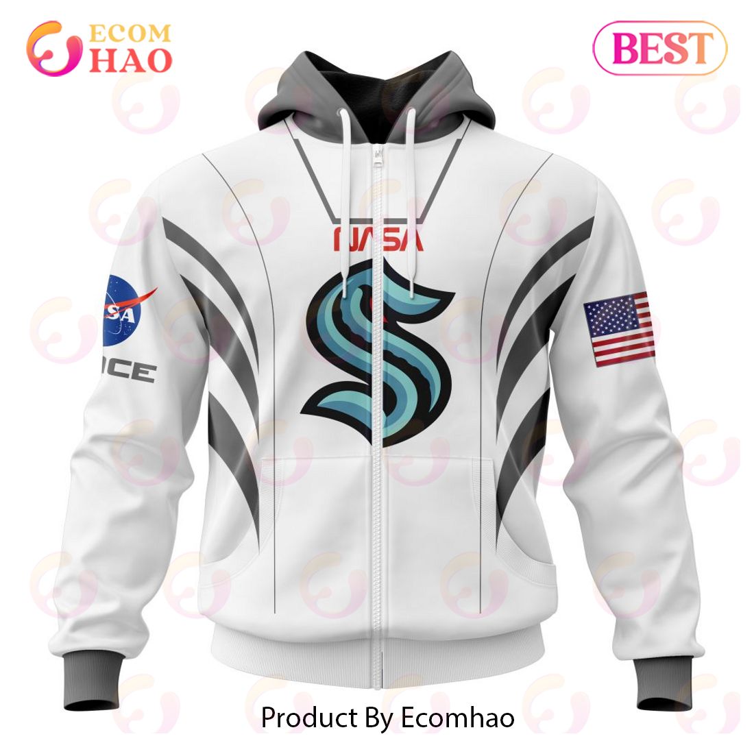 NHL Seattle Kraken Special Space Force NASA Astronaut Design 3D Hoodie