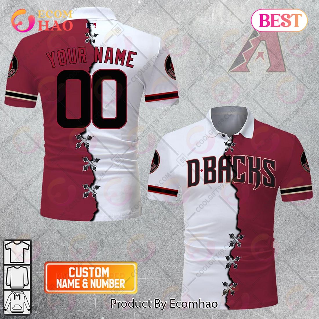 Personalized MLB Arizona Diamondbacks Mix jersey Style Polo Shirt