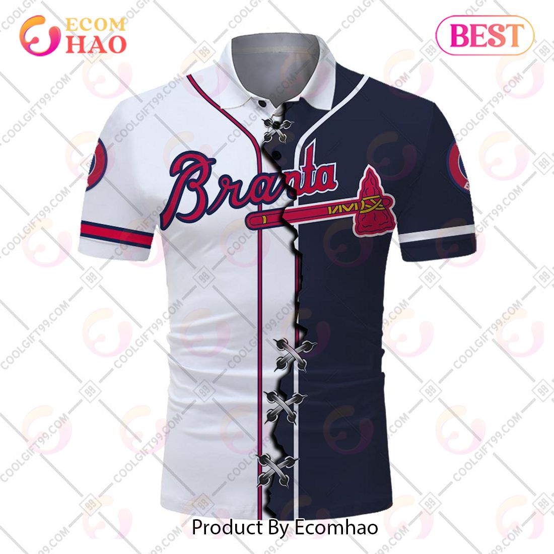 Personalized MLB Atlanta Braves Mix jersey Style Polo Shirt