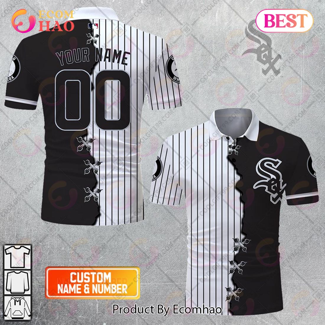 Personalized MLB Chicago White Sox Mix jersey Style Polo Shirt