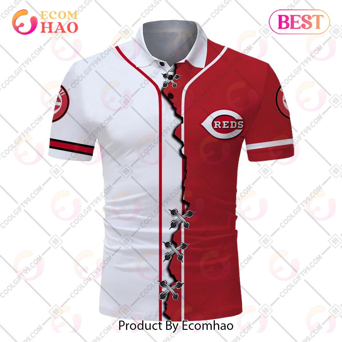 Personalized MLB Cincinnati Reds Mix jersey Style Polo Shirt