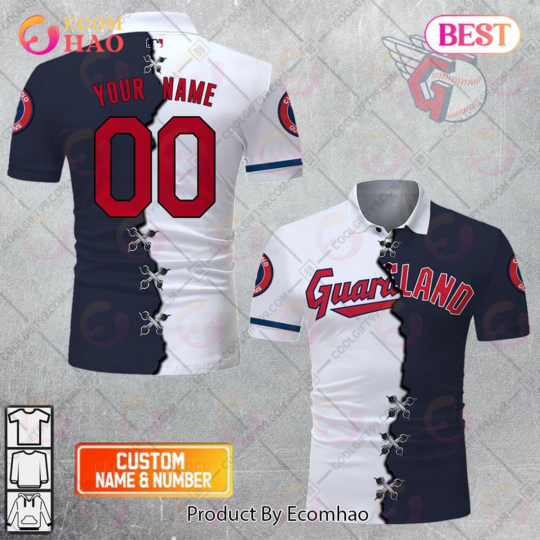 Personalized MLB Cleveland Guardians Mix jersey Style Polo Shirt