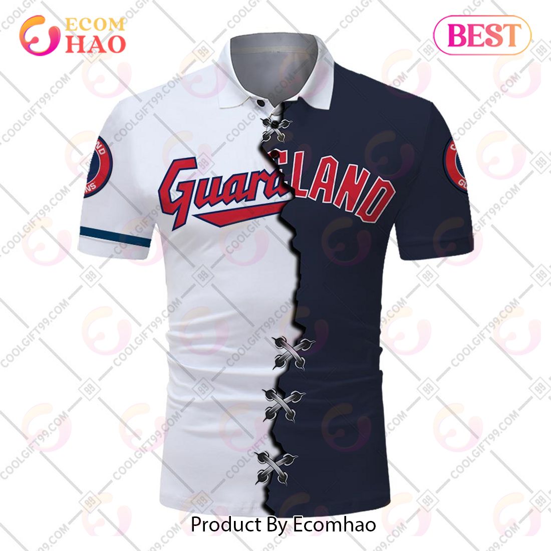 Personalized MLB Cleveland Guardians Mix jersey Style Polo Shirt